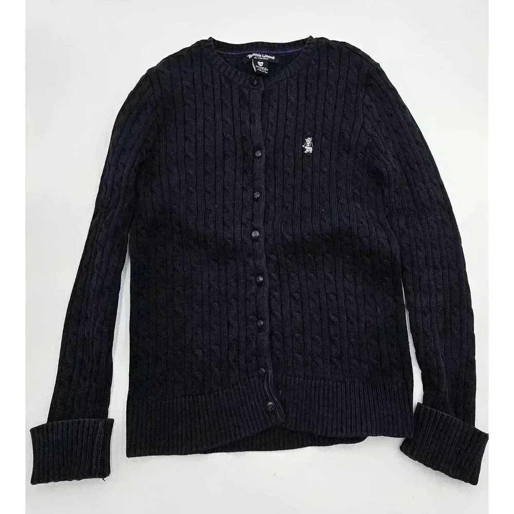 Teenie Weenie Youth Button-up Cable Knit Cardigan & Matching Pleated Skirt